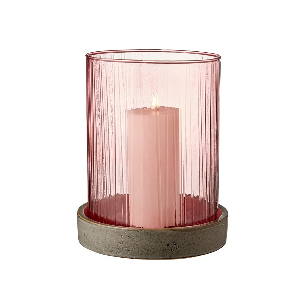 Bitz - Hurricane mit LED Kerze - 24 cm - Pink