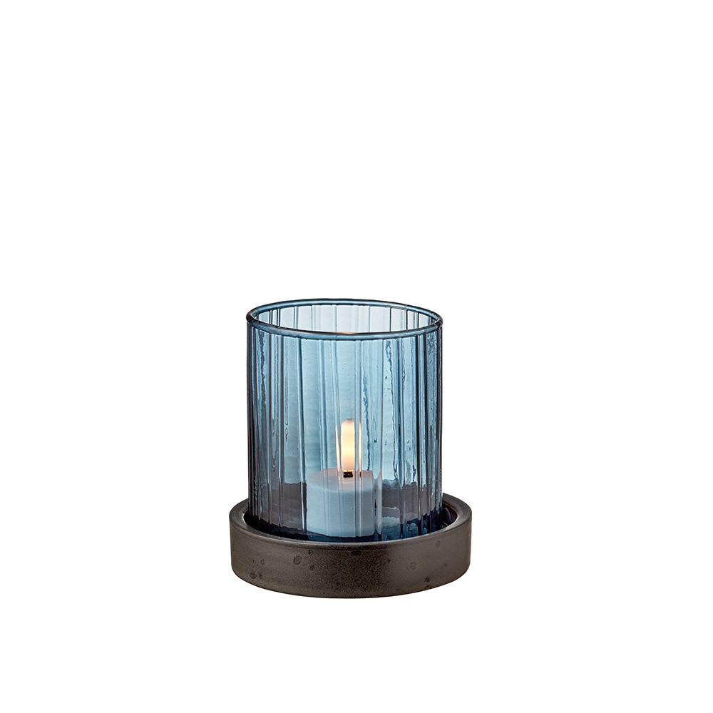 Bitz - Hurricane mit LED Kerze - 11 cm - Blau Bitz - Hurricane mit LED Kerze - 11 cm - Blau