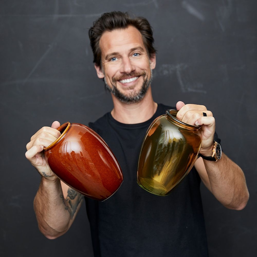 Bitz - Steingut Vase - 20 cm - Amber Bitz - Steingut Vase - 20 cm - Amber