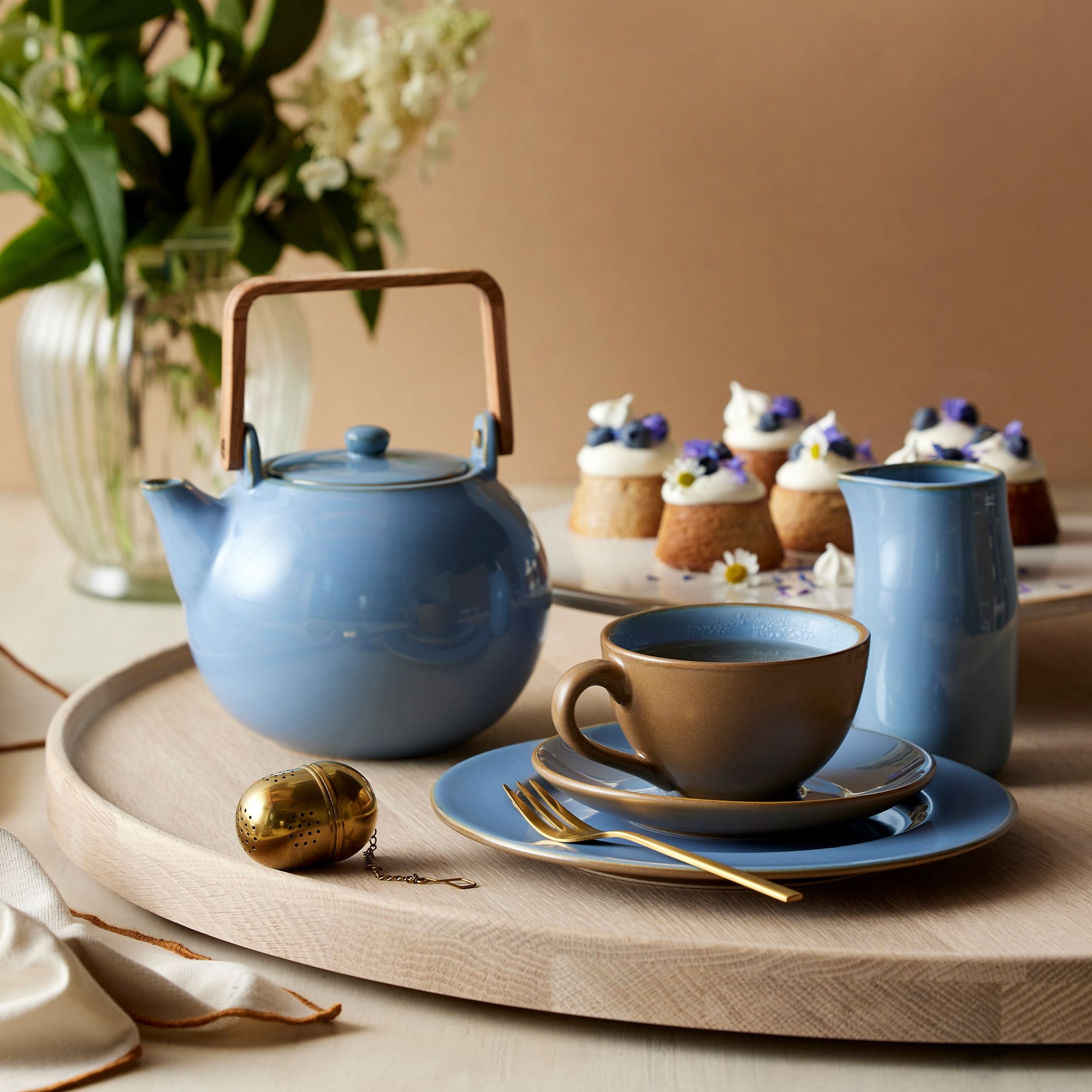 Bitz - Teapot with tea strainer - 1.2 L -  Shiny Ocean Bitz - Teapot with tea strainer - 1.2 L -  Shiny Ocean