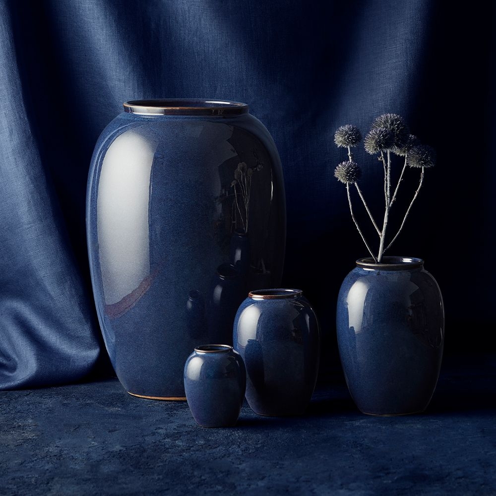 Bitz - Stoneware Vase - 20 cm - dark blue Bitz - Stoneware Vase - 20 cm - dark blue