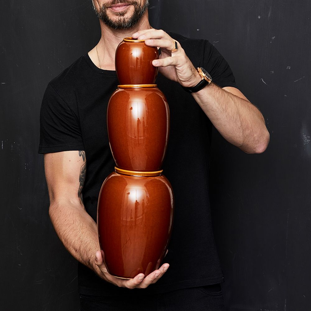 Bitz - Steingut Vase - 25 cm - Amber