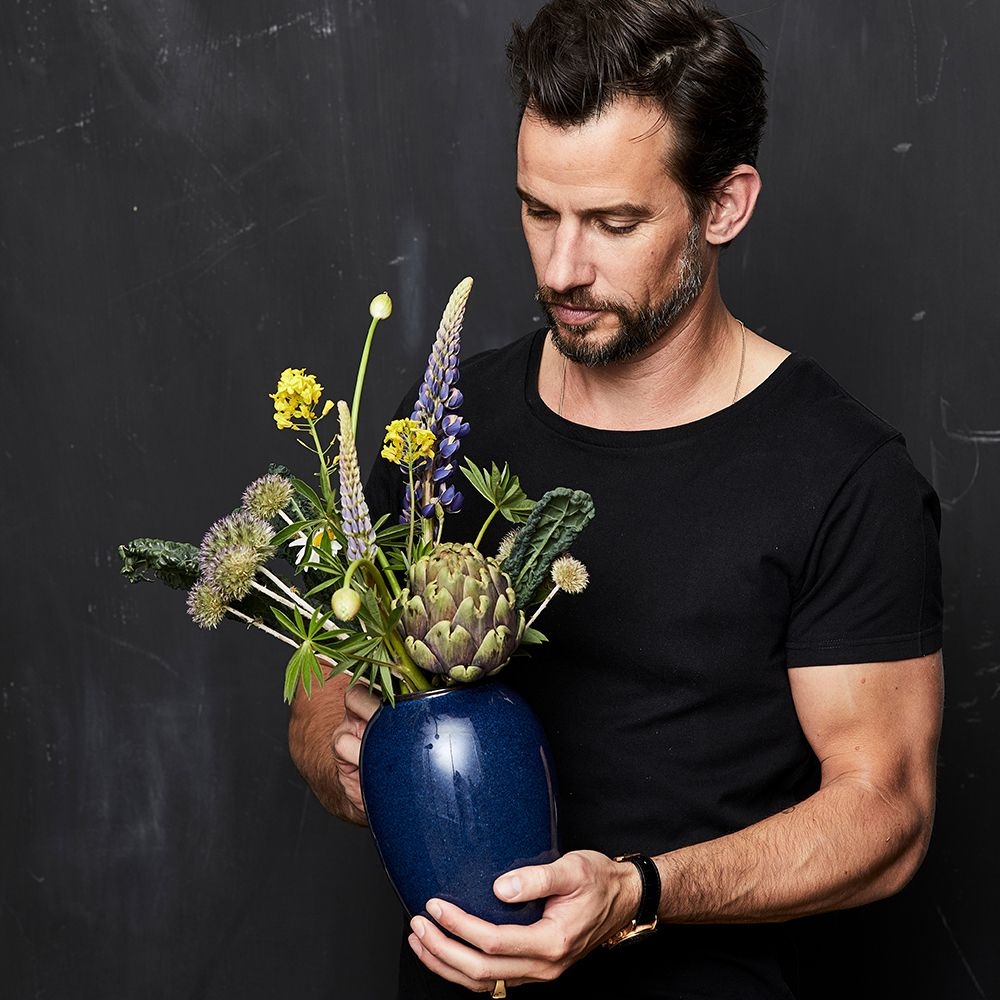 Bitz - Steingut Vase - 20 cm - Dunkelblau Bitz - Steingut Vase - 20 cm - Dunkelblau