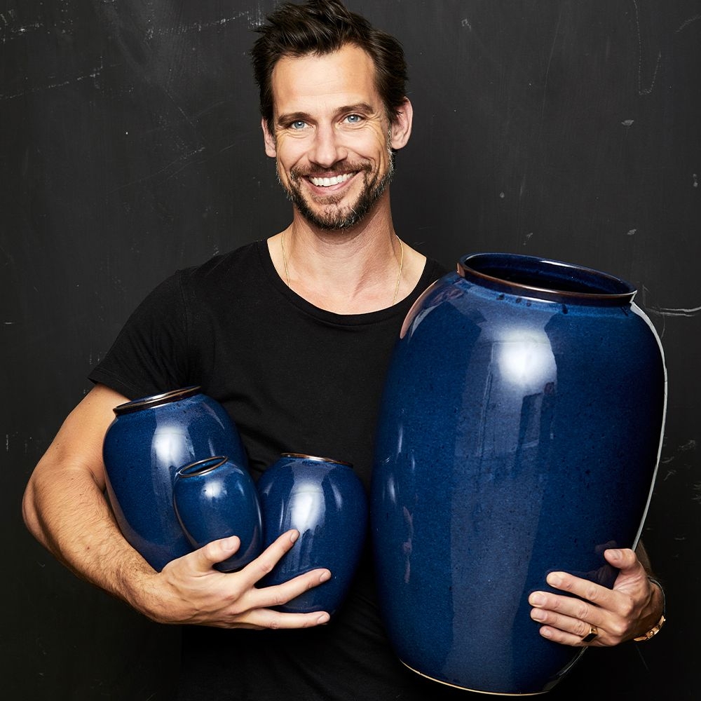 Bitz - Stoneware Vase - 25 cm - dark blue Bitz - Stoneware Vase - 25 cm - dark blue