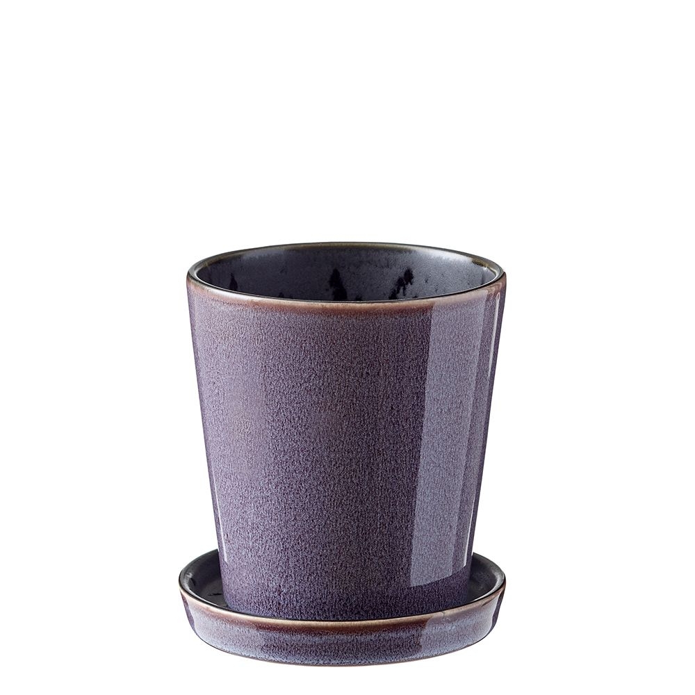 Bitz - Planter with saucer - 10 cm - black/lilac