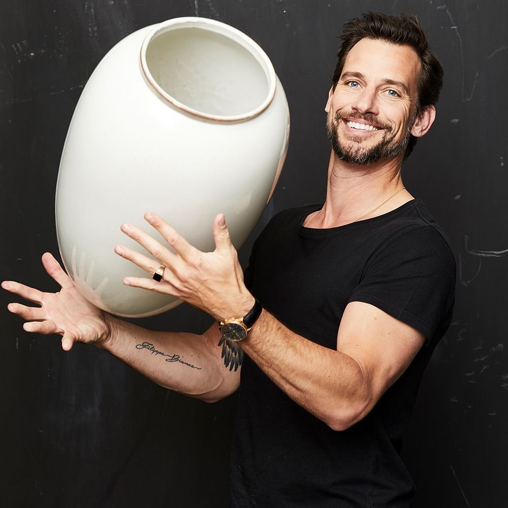 Bitz - Steingut Vase - 50 cm - Creme Bitz - Steingut Vase - 50 cm - Creme