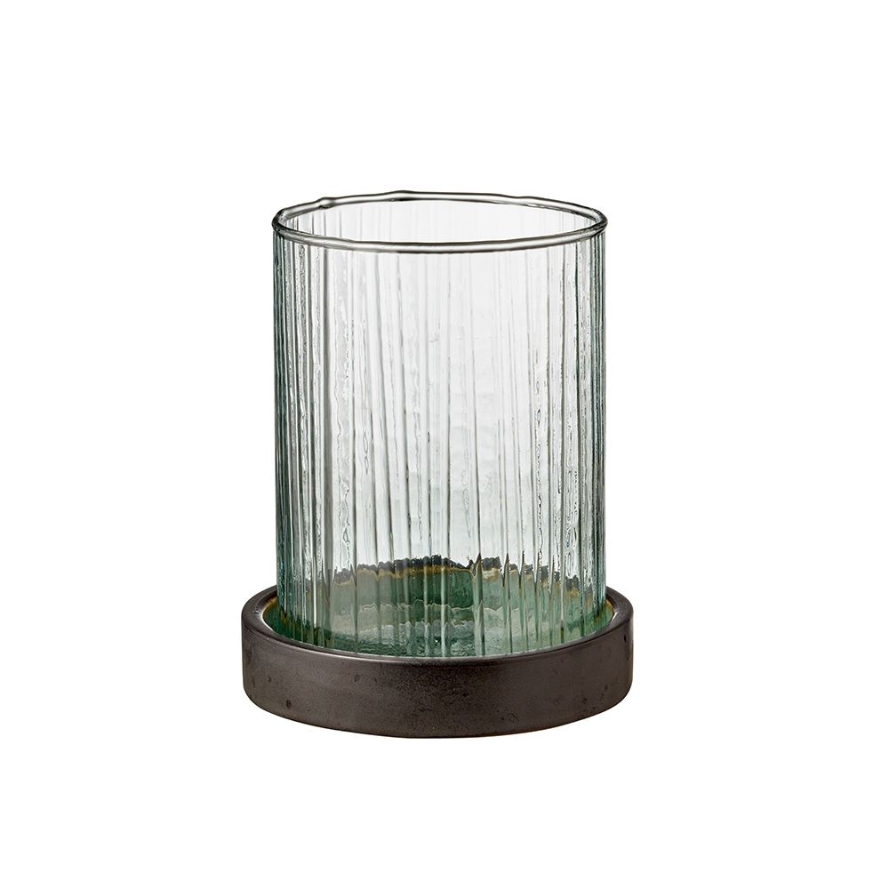 Bitz - Hurricane mit LED Kerze - 17 cm - Grün