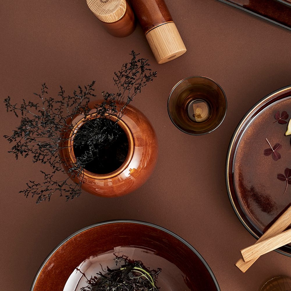 Bitz - Steingut Vase - 20 cm - Amber Bitz - Steingut Vase - 20 cm - Amber