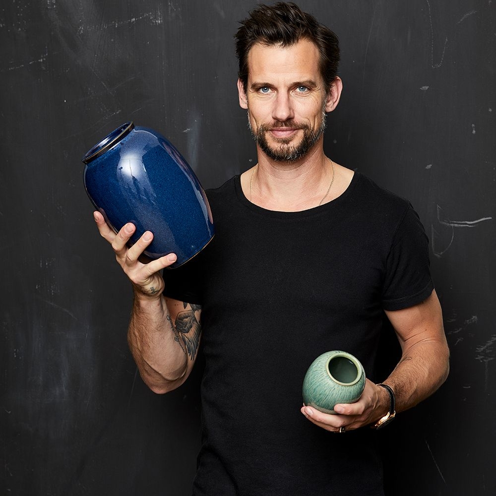 Bitz - Steingut Vase - 25 cm - Dunkelblau Bitz - Steingut Vase - 25 cm - Dunkelblau