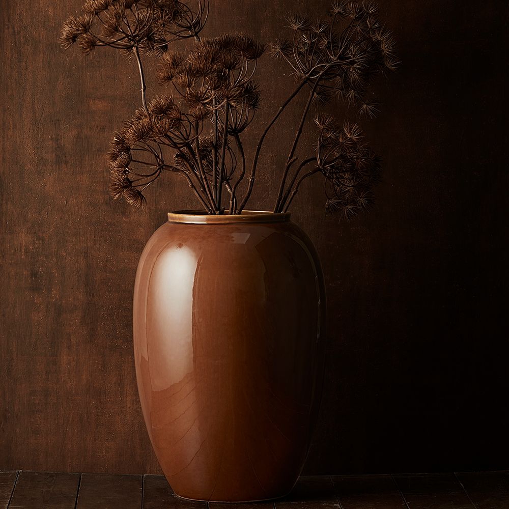 Bitz - Steingut Vase - 50 cm - Amber