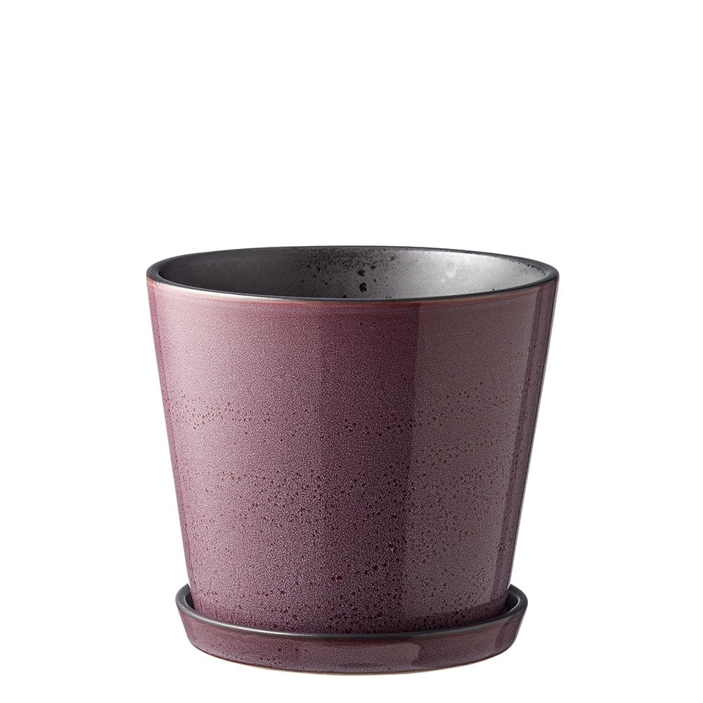 Bitz - Planter with saucer - 14 cm - black/lilac