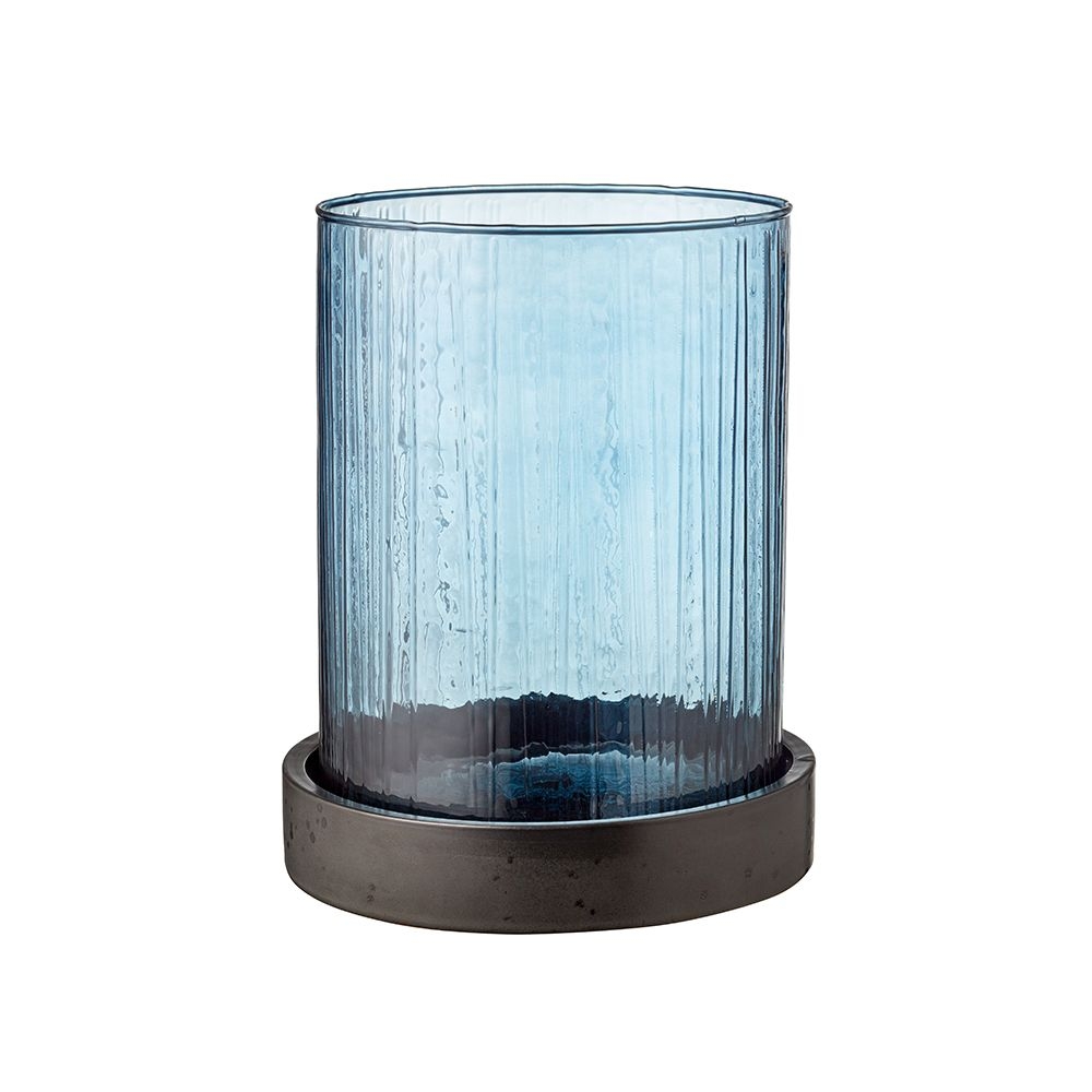 Bitz - Hurricane mit LED Kerze - 24 cm - Blau