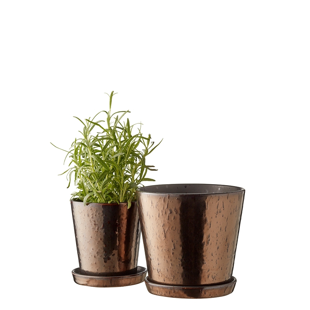 Bitz - Planter with saucer - 14 cm - Black/Bronze Bitz - Planter with saucer - 14 cm - Black/Bronze