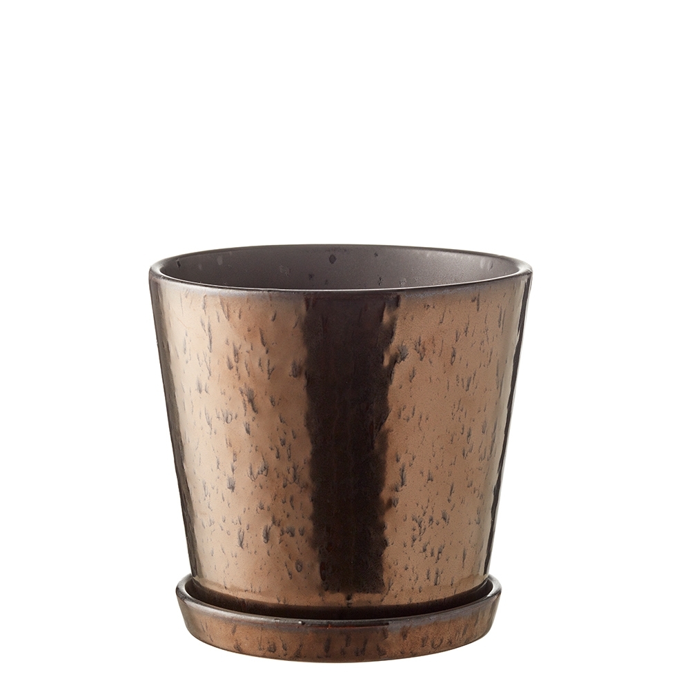 Bitz - Planter with saucer - 14 cm - Black/Bronze Bitz - Planter with saucer - 14 cm - Black/Bronze